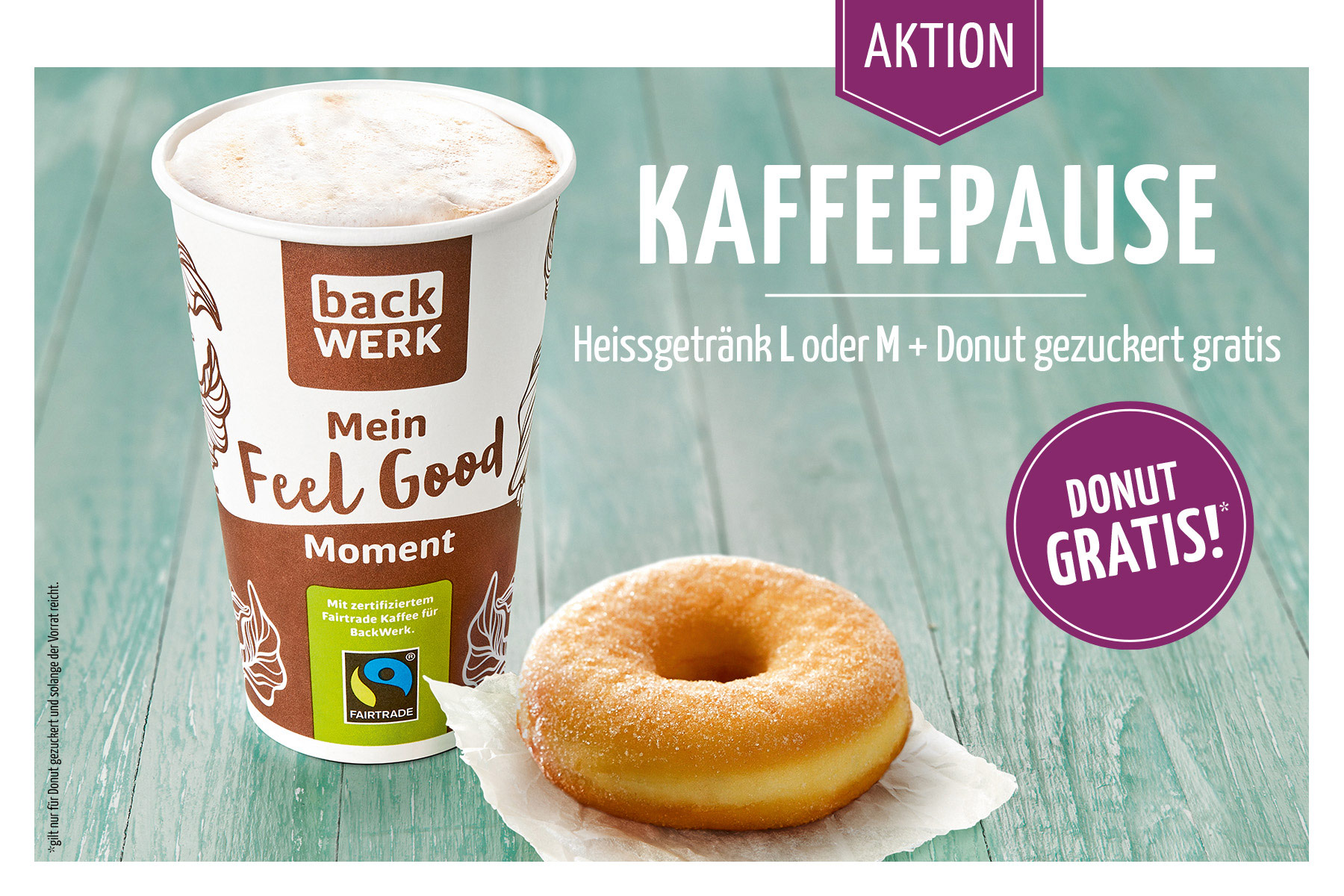 Kaffeepause: Heißgetränk L oder M und Donut gezuckert gratis